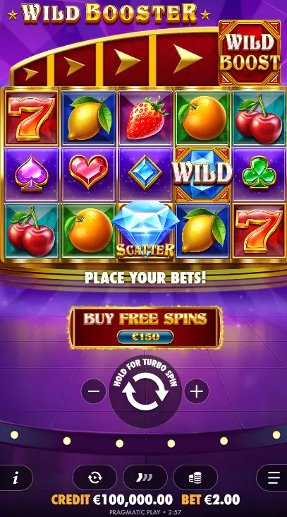 Wild Booster in portrait on a phone with the Wild Boost meter above the grid